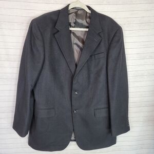 OSCAR DE LA RENTA WOOL CASHMERE BLEND BLACK SPORT COAT, SZ 44L